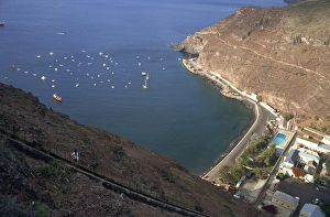 The town and harbour from Jacobs Ladder, Jamestown, St. Helena, Mid Atlantic