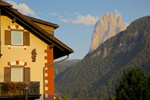 Ortisei Prints: Town house overlooked by Odle Group