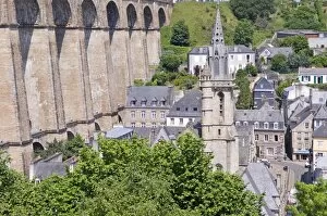 Town of Morlaix and its viaduct, North Finistere, Brittany, France, Europe