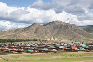 Mongolian Prints: The town of Orgil, Jargalant district, Hovsgol province, Mongolia, Central Asia, Asia