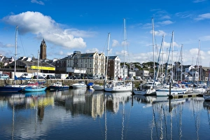 Isle Of Man Prints: The town of Peel with its picturesque harbour, Peel, Isle of Man, United Kingdom, Europe