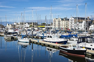 The town of Peel with its picturesque harbour, Peel, Isle of Man, United Kingdom, Europe