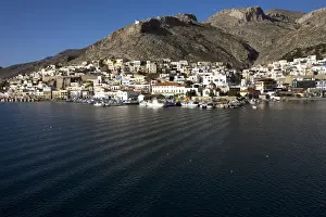 Kalymnos Prints: The town of Pothia see from the sea, on the Greek Island of Kalymnos, Dodecanese