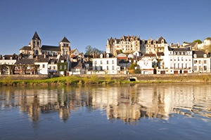 River Cher Prints: The town of Saint-Aignan and the River Cher, Loir-et-Cher, Centre, France, Europe