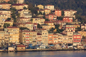Istanbul Prints: Town of Sanyer on the Bosphorus Strait, Istanbul, Turkey, Europe
