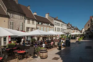Traditionally French Prints: Town Square, Nuit Saint Georges, Wine area, Beaune, Cote d Or, Burgundy, France, Europe