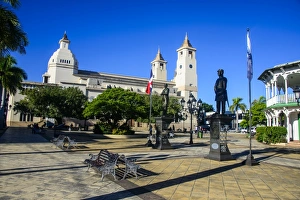 Puerto Plata Prints: Town square of Puerto Plata with Cathedral of St