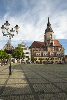 Lamp Post Prints: Town Square, St. Wenceslas Parish Church, Naumburg, Saxony-Anhalt, Germany, Europe