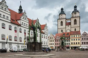 Typically German Gallery: Town Square with Stadtkirke and Town Hall, Staue of Martin Luther, Lutherstadt Wittenberg