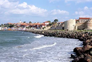 Bulgarian Prints: Town and walls of Nesebar, Bulgaria, Europe