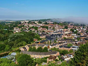 Discover Prints: Townscape, elevated view, Lewes, East Sussex, England, United Kingdom, Europe