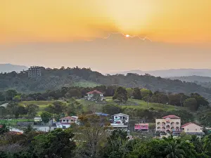 Belize Prints: Townscape of San Ignacio at sunset, Cayo District, Belize