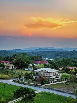 Neighborhoods Prints: Townscape of San Ignacio at sunset, Cayo District, Belize