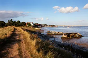 Quay Prints: Track by the River at Orford Quay, Orford, Suffolk, England, United Kingdom, Europe
