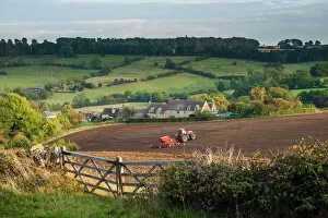 Gloucestershire Collection: Tractor ploughing fields in Blockley, The Cotswolds, Gloucestershire, England, United Kingdom