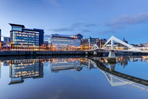 Pedestrian Bridge Prints: Tradeston Bridge, Squggily Bridge, International Financial Services District, Glasgow