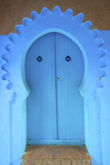 Closed Prints: Traditional blue painted door, Chefchaouen, Morocco, North Africa, Africa