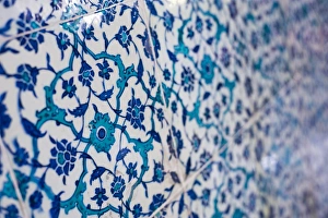 Blue Colour Prints: Traditional blue Turkish tiles at Topkapi Palace, UNESCO World Heritage Site, Istanbul
