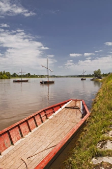 Chaumont Sur Loire Prints: Traditional boats on the River Loire at Chaumont-sur-Loire