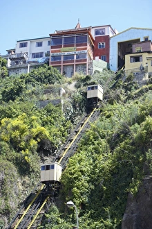 Valparaiso Prints: Traditional cable cars, Valparaiso, UNESCO World Heritage Site, Chile, South America