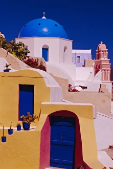 Orthodox Church Prints: Traditional colour house and church