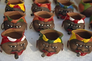 Pottery Prints: Traditional colourful pottery characters, Cuba, West Indies, Central America