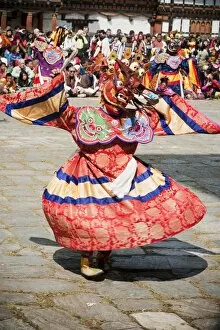 Images Dated 28th March 2010: Traditional dancer at the Paro Festival, Paro, Bhutan, Asia