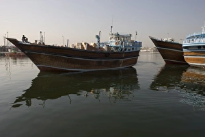 Dhow Prints: Traditional dhow at the Dhow Wharfage, Dubai Creek, Dubai, United Arab Emirates