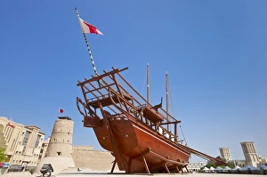 Dhow Prints: Traditional dhow, Dubai Museum, Al Fahidi Fort, Bur Dubai, United Arab Emirates