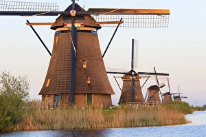 The Netherlands Prints: Traditional Dutch windmills, Kinderdijk
