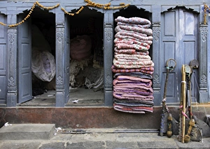 Fabric Prints: Traditional fabric shop in Kathmandu, Nepal, Asia