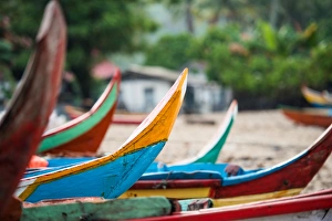 Sumatra Prints: traditional fishing boat in Sungai Pinang, Sumatra, Indonesia, Southeast Asia