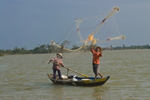 Fishing Net Prints: Traditional fishing, Hoi An, Vietnam, Indochina, Southeast Asia, Asia