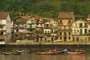 Euskadi Prints: Traditional houses along the waterfront and small boats