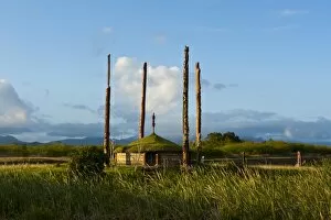 Traditional hut with poles on the west coast of Grand Terre, New Caledonia, Melanesia, South Pacific, Pacific
