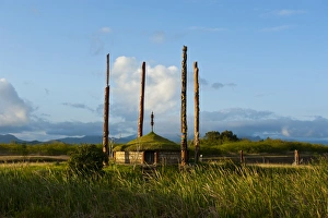 Traditional hut with poles on the west coast of Grand Terre, New Caledonia, Melanesia, South Pacific, Pacific Traditional hut with poles on the west coast of Grand Terre, New Caledonia, Melanesia, South Pacific, Pacific