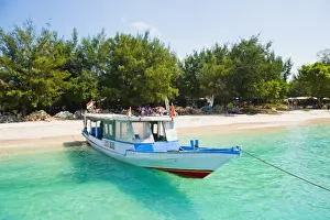 Gili Islands Prints: Traditional Indonesian boats in the crystal clear sea of Gili Trawangan