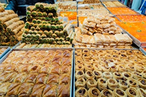 Stack Prints: Traditional Israeli sweets in a market in Jerusalem, Israel, Middle East