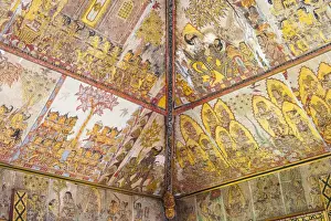 Traditional Kamasan paintings, Kertha Gosa pavilion (former Hall of Justice) in Puri Semarapura Palace, Klungkung, Bali, Indonesia, Southeast Asia, Asia