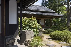 Traditional landscape garden at the Kyu Uchiyamake Samurai house in Echizen-Ono