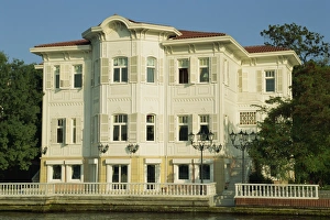 Three Storey Prints: Traditional large wooden house on the Bosphorus at Istanbul