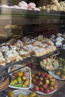 Images Dated 15th January 2000: Traditional marzipan fruits and pastries in shop window