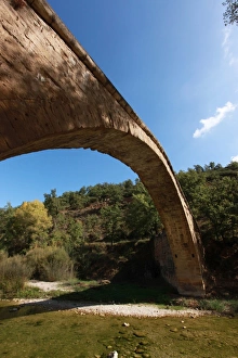Images Dated 8th October 2009: Traditional medieval packhorse bridge near Barbastro, south of the Sierra de Guara mountains