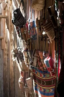 Images Dated 12th November 2009: Traditional Moroccan wallets, street market, Fez, Morocco, North Africa, Africa