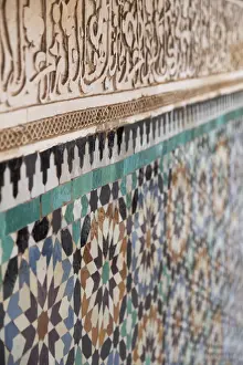 Art And Craft Prints: Traditional Moroccan Zallij tile work in the Ben Youssef Medersa