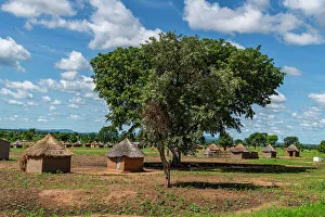 Thatched Roof Prints: Traditional mud huts, Northern Cameroon, Africa