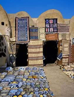 Images Dated 11th September 2008: Traditional pottery and rug shop, Tunisia, North Africa, Africa