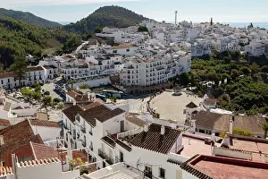 Overlooking Prints: Traditional pueblo blanco whitewashed houses in village of Frigiliana