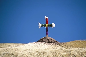 San Juan Prints: Traditional religious roof decoration, San Juan, near Salar de Uyuni, Bolivia