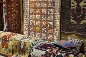 Turkish Culture Prints: Traditional rugs for sale, Grand Bazaar, Istanbul, Turkey, Western Asia